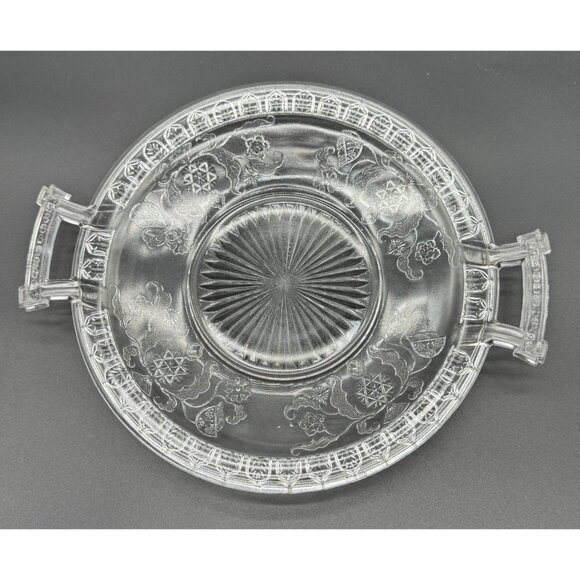 1881 Antique EAPG Early American Pressed Glass Handled Platter McKee & Bros 10"d - Picture 3 of 4